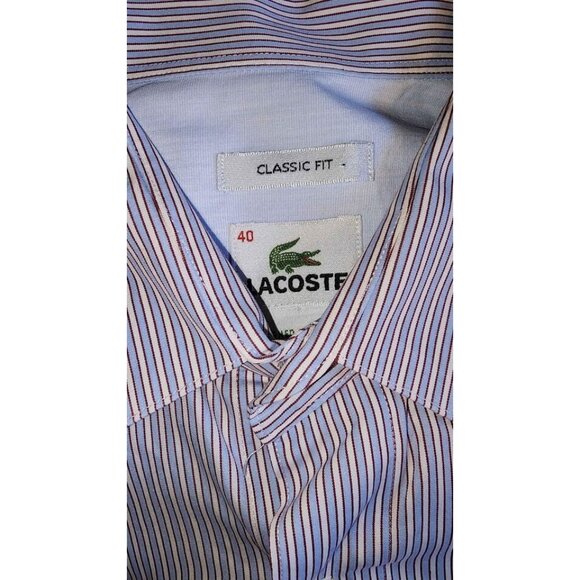 Lacoste Classic Fit Mens Striped Dress Shirt Size 40 Large - Picture 1 of 10